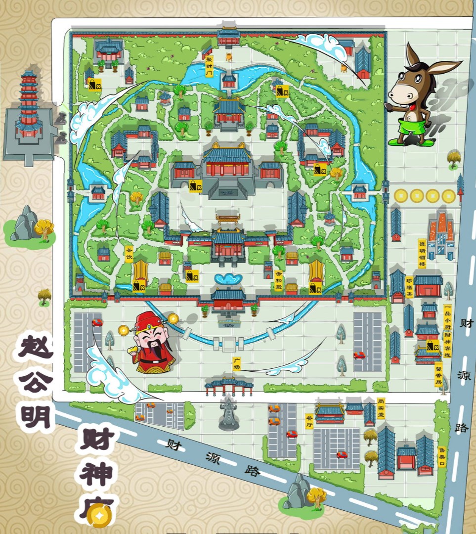 湖南寺庙类手绘地图